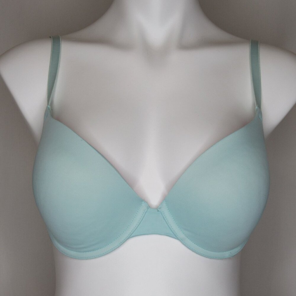 PINK By Victoria's Secret Aqua Satin Wear Everywhere Push Up Bra 32DD